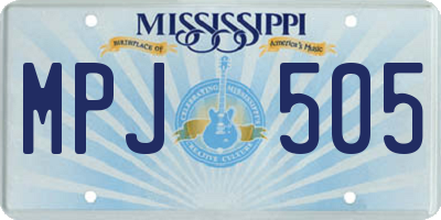 MS license plate MPJ505