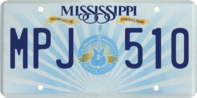 MS license plate MPJ510