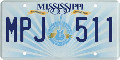 MS license plate MPJ511