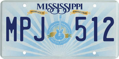 MS license plate MPJ512