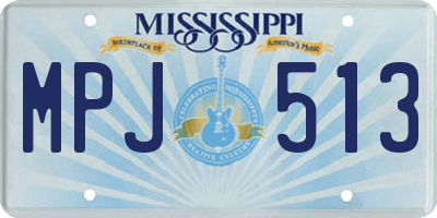 MS license plate MPJ513