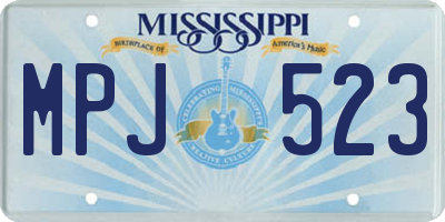 MS license plate MPJ523
