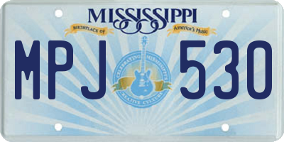 MS license plate MPJ530