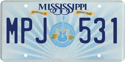 MS license plate MPJ531