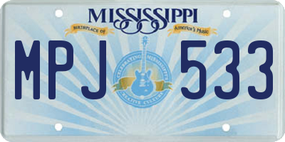 MS license plate MPJ533