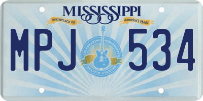 MS license plate MPJ534