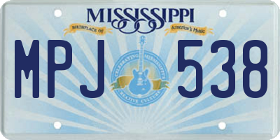 MS license plate MPJ538