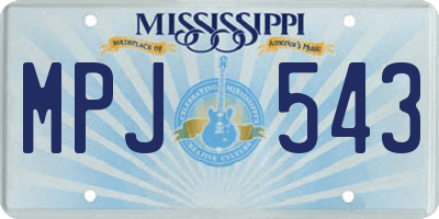 MS license plate MPJ543