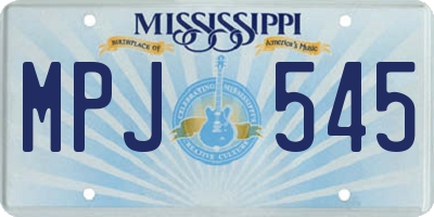 MS license plate MPJ545