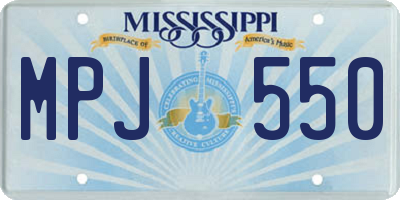 MS license plate MPJ550