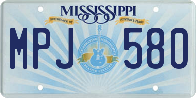 MS license plate MPJ580