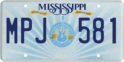 MS license plate MPJ581