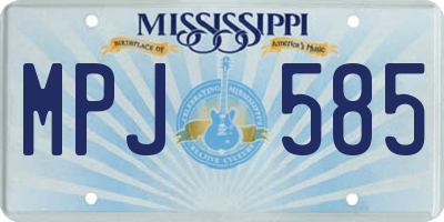 MS license plate MPJ585