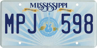 MS license plate MPJ598