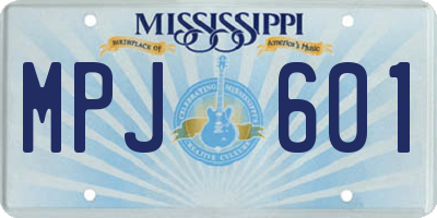 MS license plate MPJ601