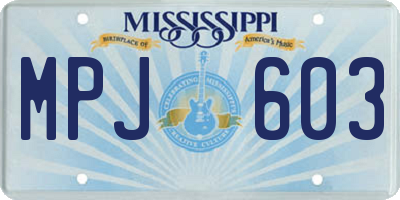 MS license plate MPJ603
