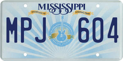 MS license plate MPJ604