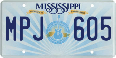 MS license plate MPJ605