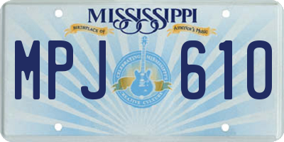 MS license plate MPJ610