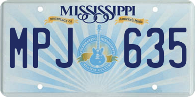 MS license plate MPJ635