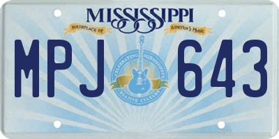 MS license plate MPJ643