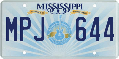 MS license plate MPJ644