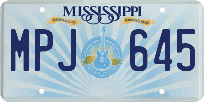 MS license plate MPJ645