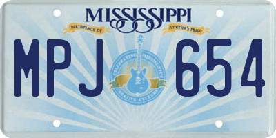 MS license plate MPJ654