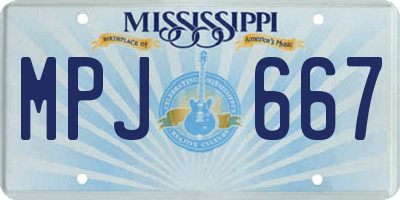 MS license plate MPJ667