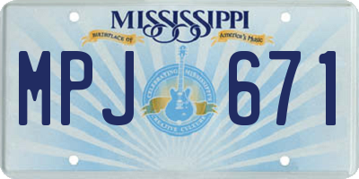 MS license plate MPJ671