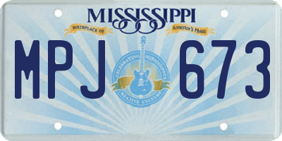 MS license plate MPJ673