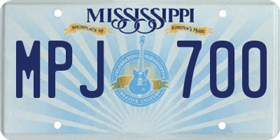 MS license plate MPJ700