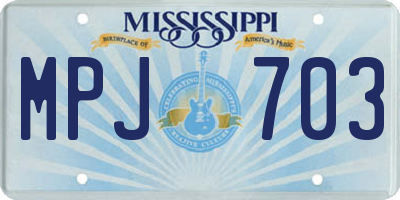 MS license plate MPJ703