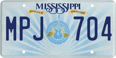 MS license plate MPJ704
