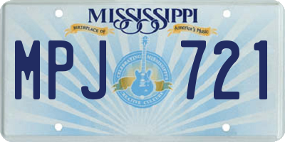 MS license plate MPJ721