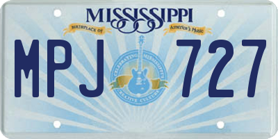 MS license plate MPJ727