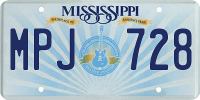 MS license plate MPJ728