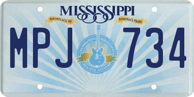 MS license plate MPJ734
