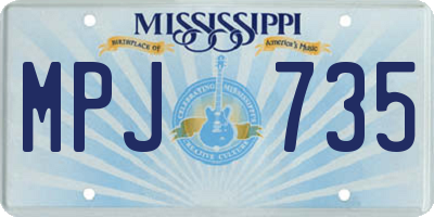 MS license plate MPJ735