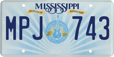 MS license plate MPJ743