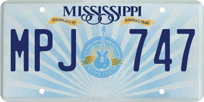 MS license plate MPJ747