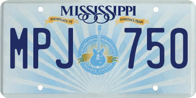MS license plate MPJ750