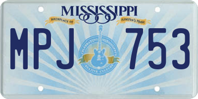 MS license plate MPJ753