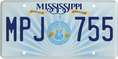 MS license plate MPJ755