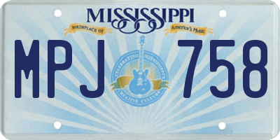 MS license plate MPJ758