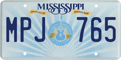 MS license plate MPJ765