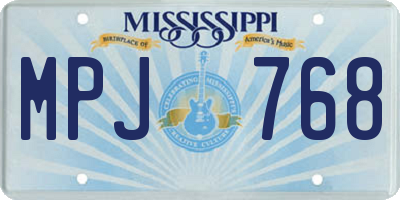 MS license plate MPJ768