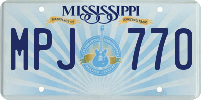 MS license plate MPJ770