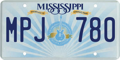 MS license plate MPJ780