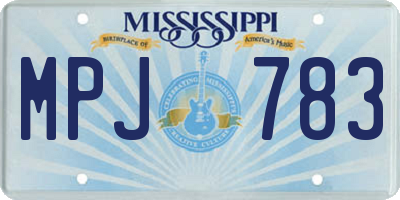 MS license plate MPJ783